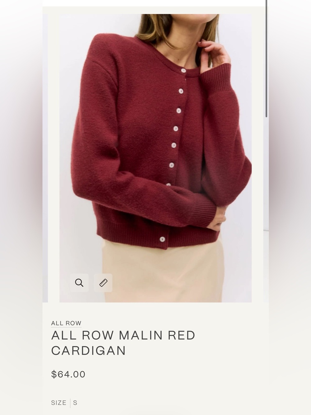 ALL ROW MALIN RED CARDIGAN